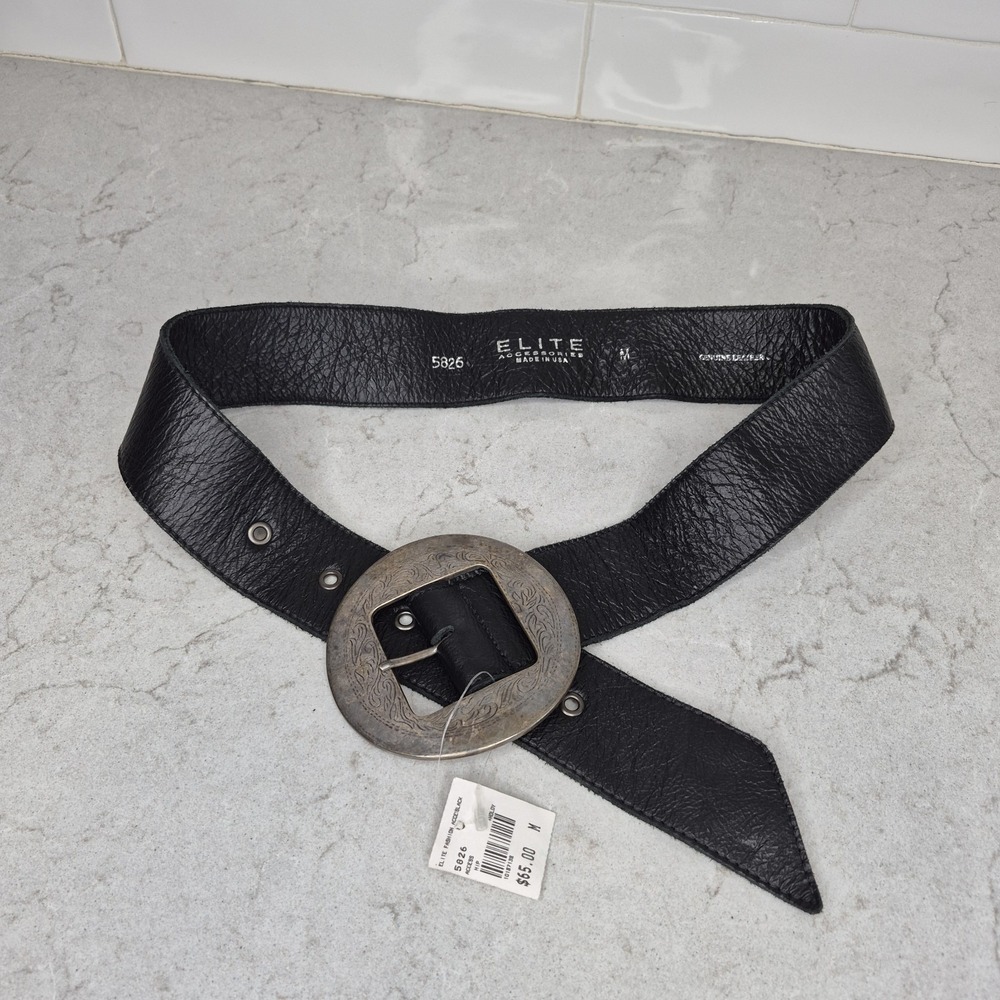 Elite Vintage Women's Belt 5825 Size M Black‎ Leather USA